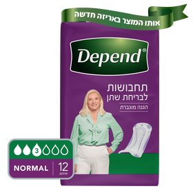 תחבושת נורמל לבריחת שתן קלה עד בינונית לנשים, 12 יח'
