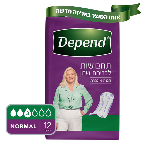 תחבושת נורמל לבריחת שתן קלה עד בינונית לנשים, 12 יח'